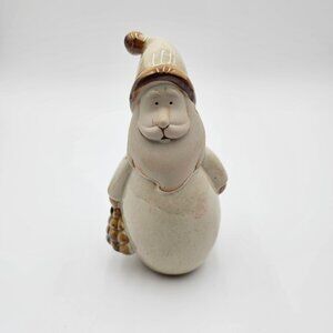 VTG May Co/Marshall Fields Ceramic Holiday Santa Figurine W/ Pinecone Bag Decor